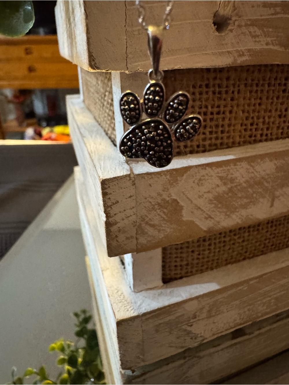 Paw print Pendant Pave accents  925 Sterling Silver Necklace - Picture 10 of 16